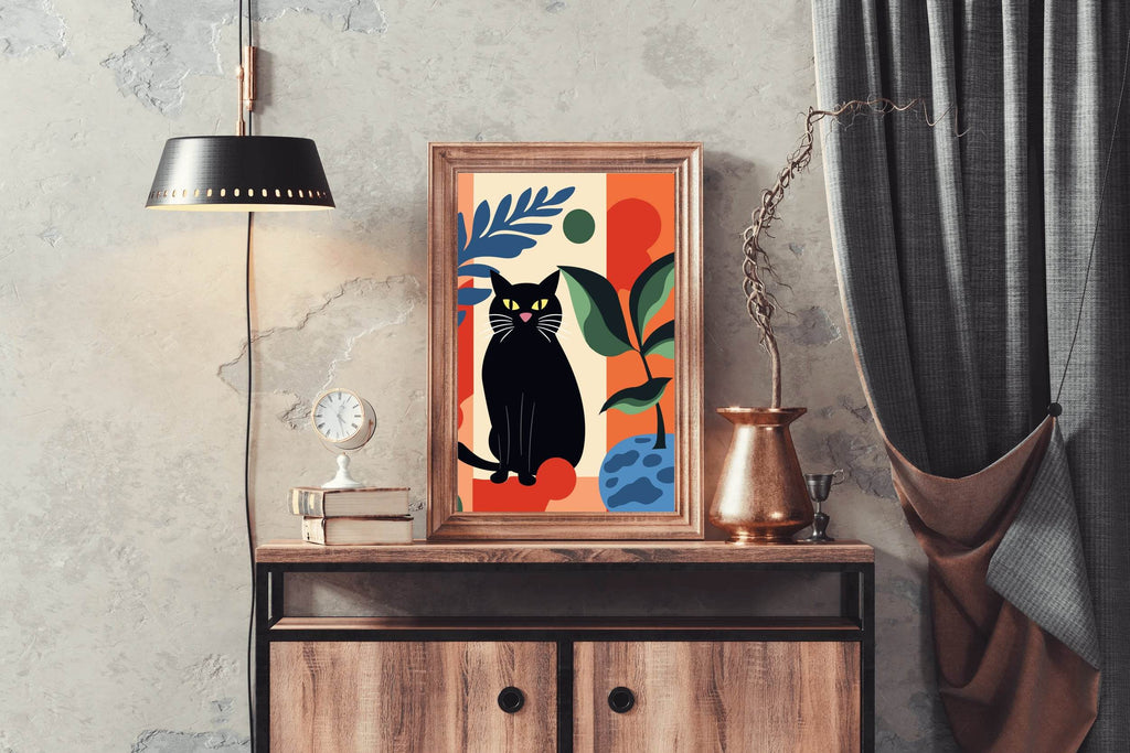 Black Cat Painting Wall Art - beink online art store