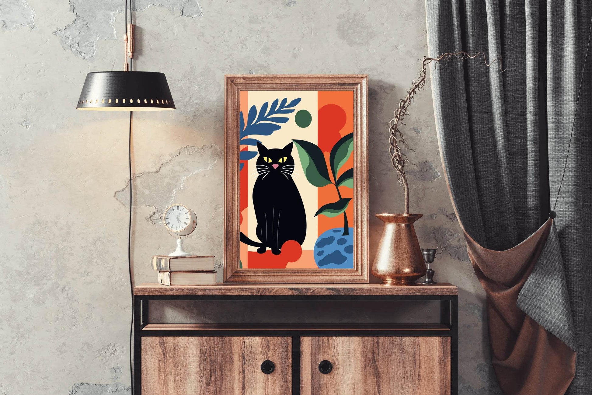 Black Cat Painting Wall Art - beink online art store
