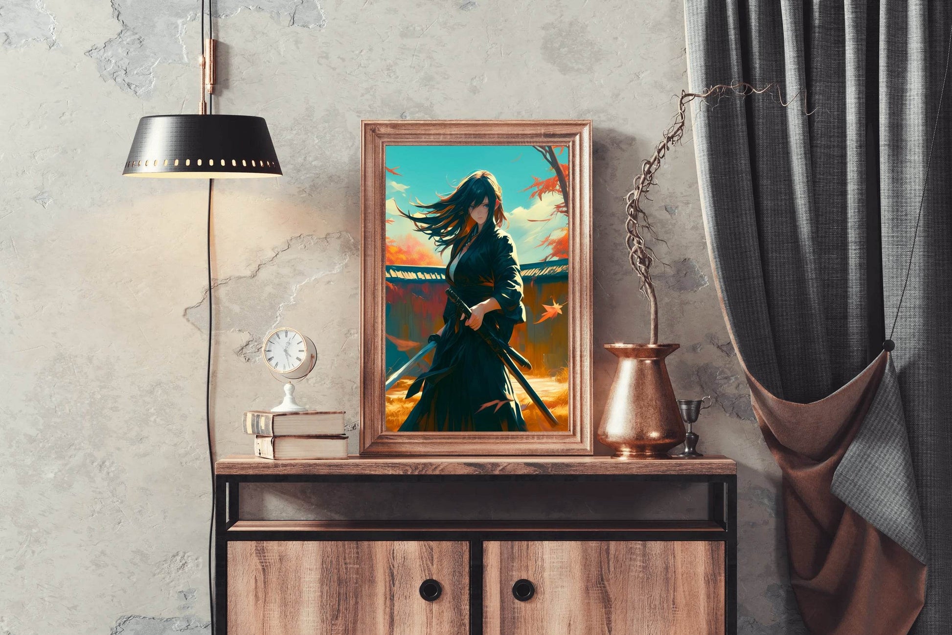 Anime Style Portrait of Traditional Japanese's Samurai Character Anime Wall Art - beink online art store