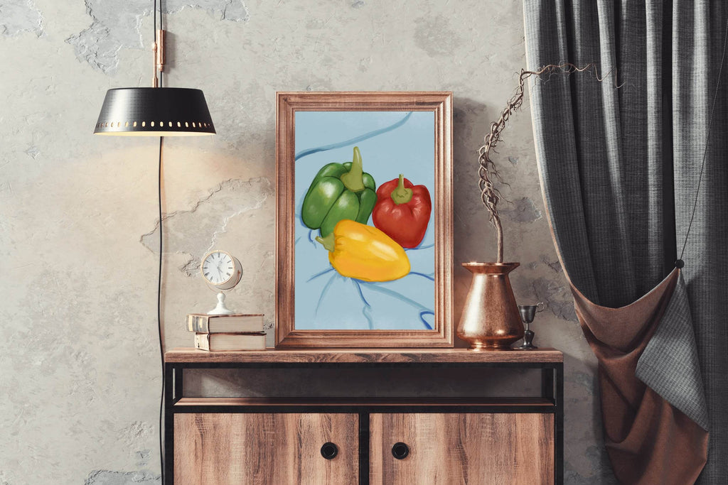 Colored Bell Pepper Painting Wall Art - beink online art store