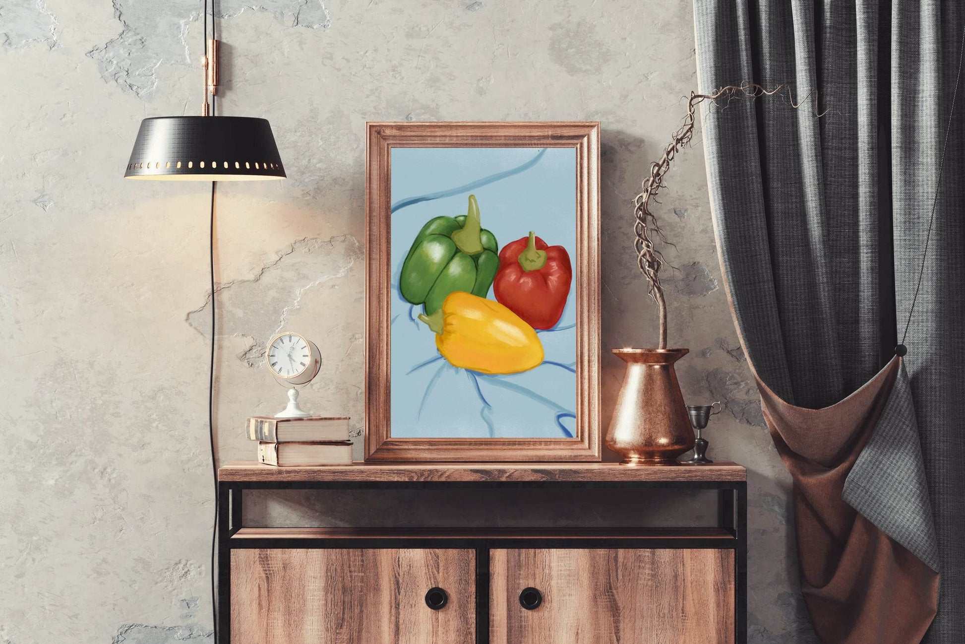 Colored Bell Pepper Painting Wall Art - beink online art store