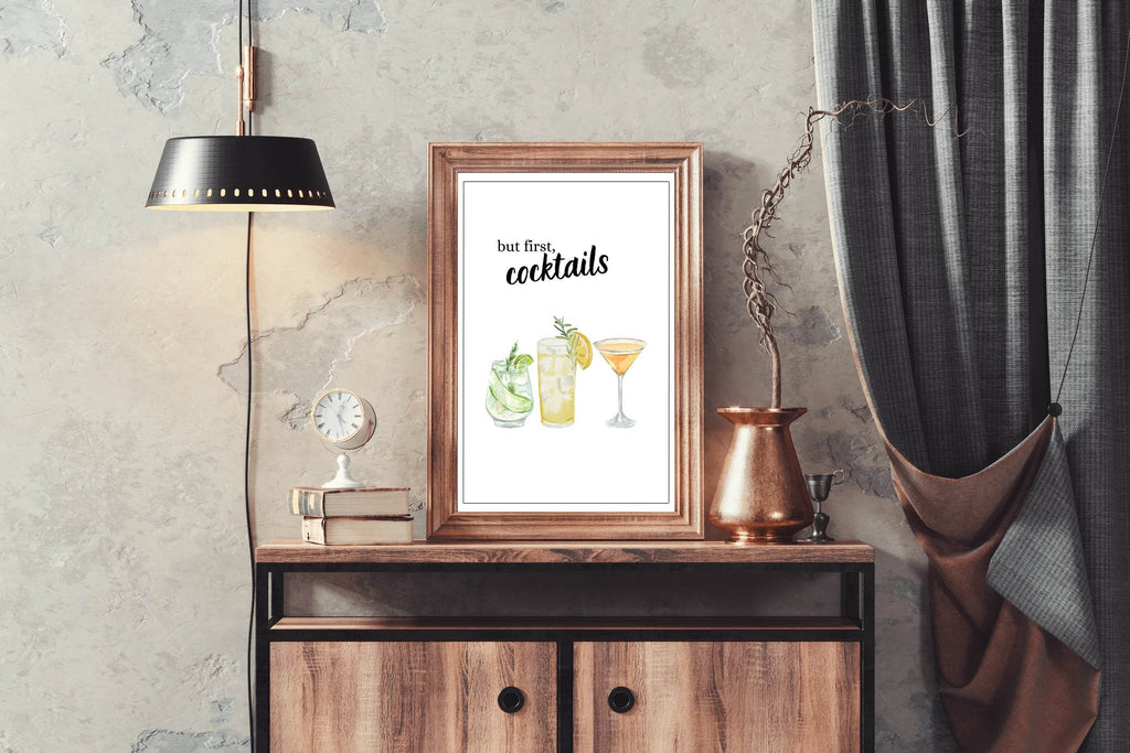But First Cocktails Wall Art - beink online art store