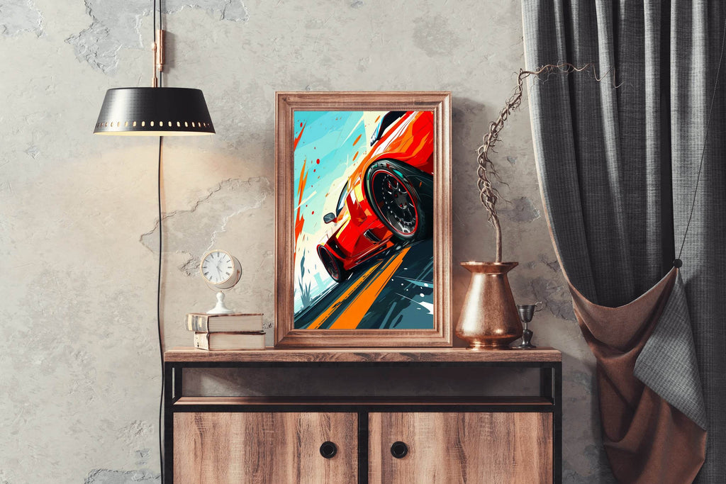 Ferrari Red Cartoon Style Wall Art - beink online art store