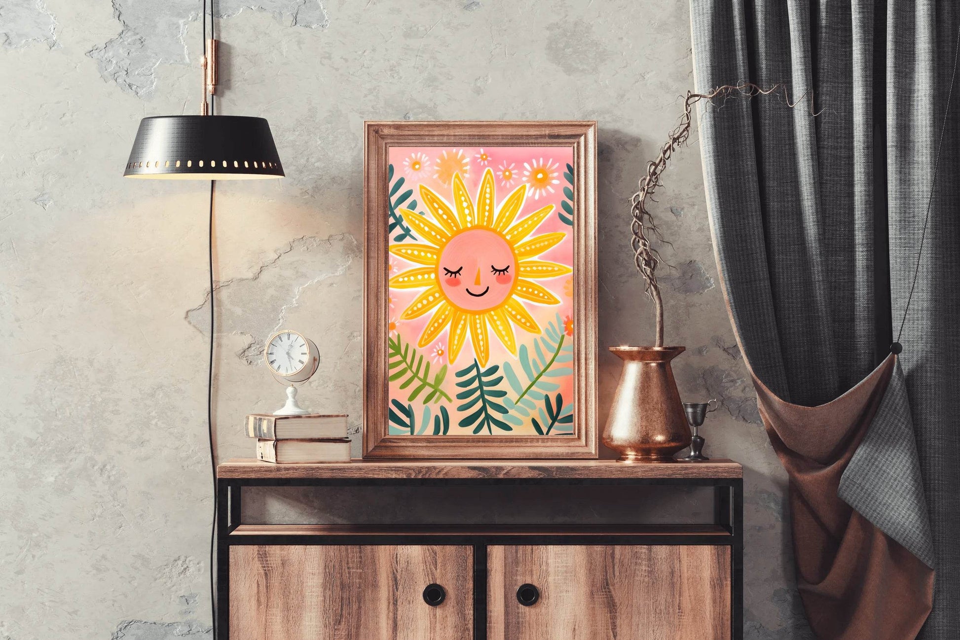 Watercolor Painting of Smiling Sun - beink online art store