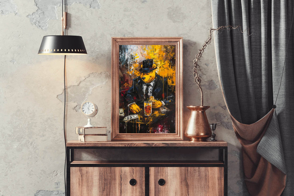 Painting of a Bear Dressed in a Suit and Hat - beink online art store