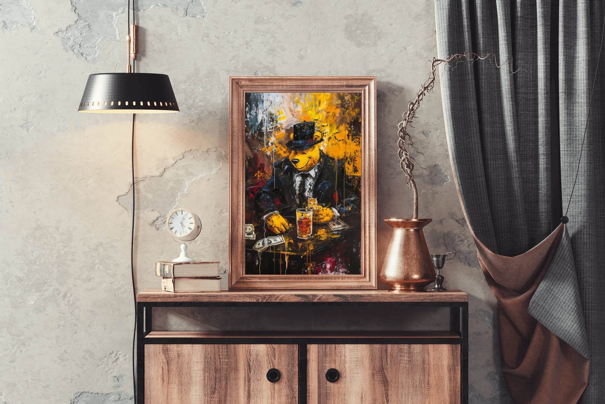 Painting of a Bear Dressed in a Suit and Hat - beink online art store
