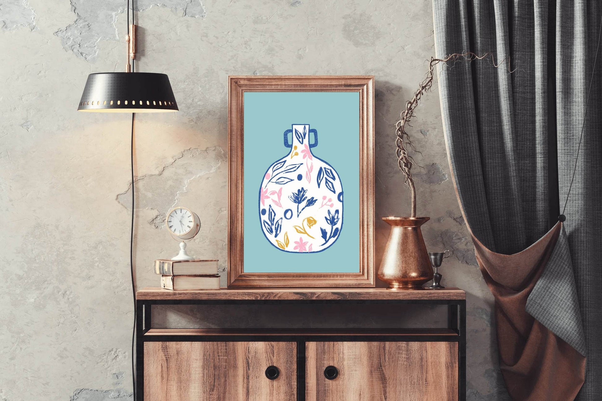 Vase With Flower Design Wall Art - beink online art store