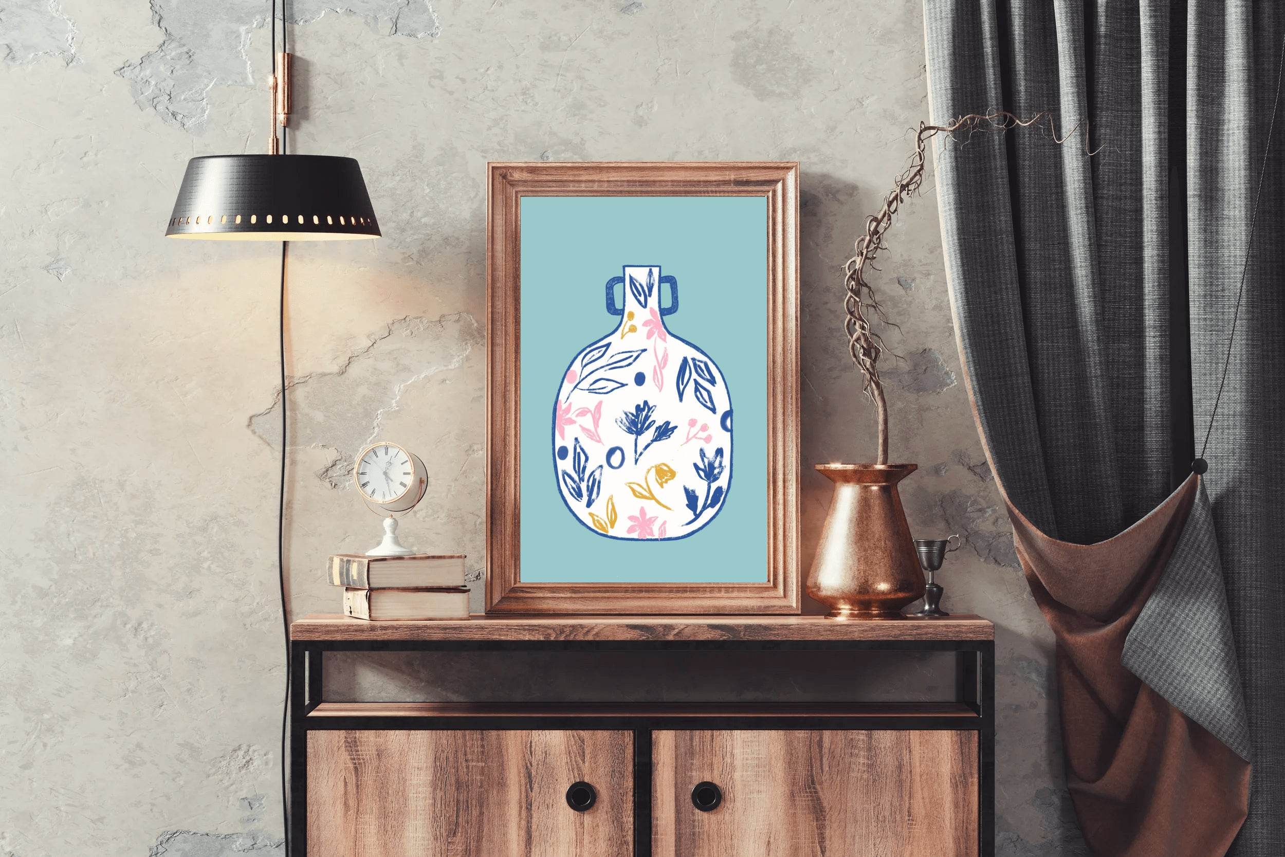 Vase With Flower Design Wall Art - beink online art store