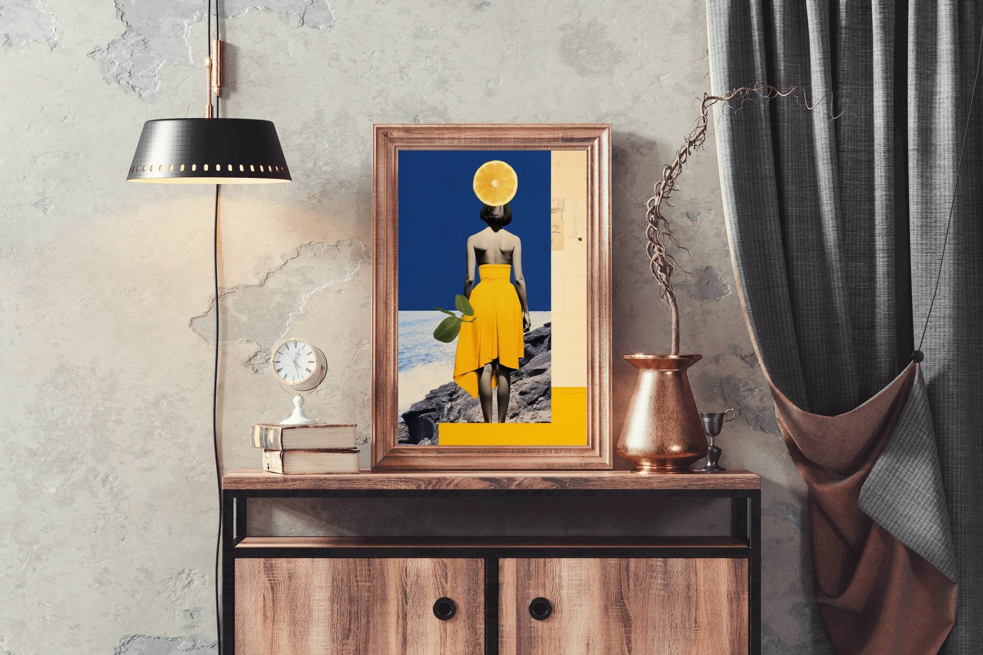 Girl Standing On a Rock Near Sea Abstract Wall Art - beink online art store