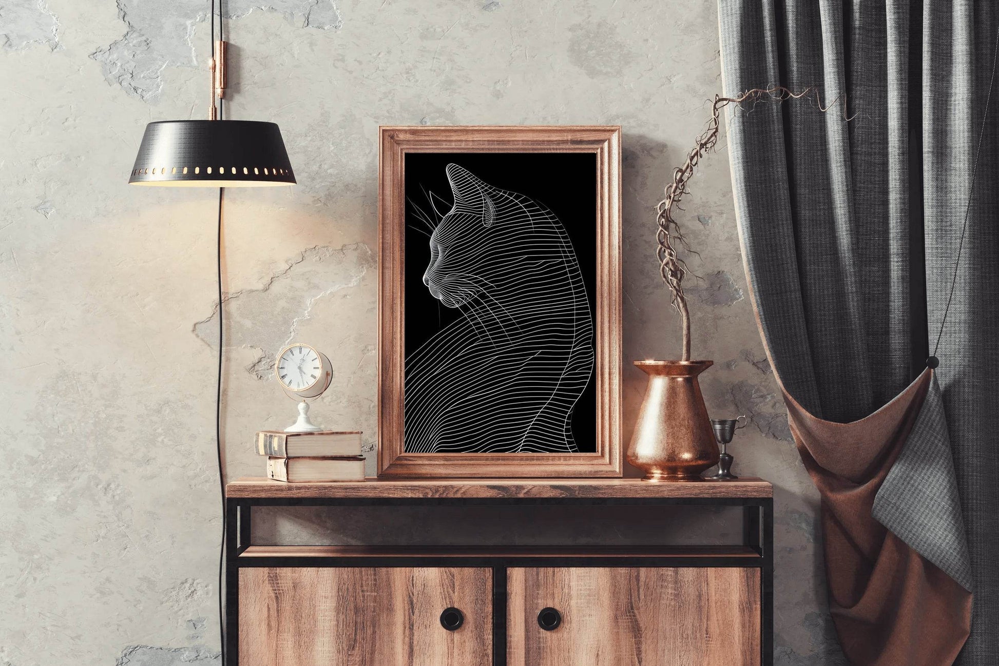 A Black and White Picture of a Cat - beink online art store