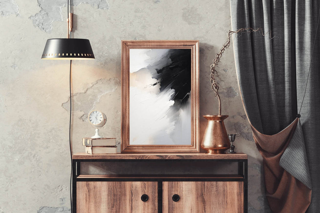 Black and White Brush Stroke Abstract Wall Art - beink online art store