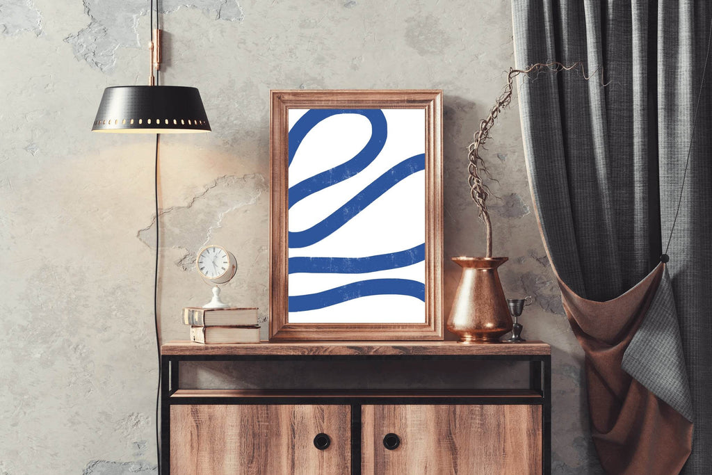 Blue Spiral Llines Wall Art - beink online art store
