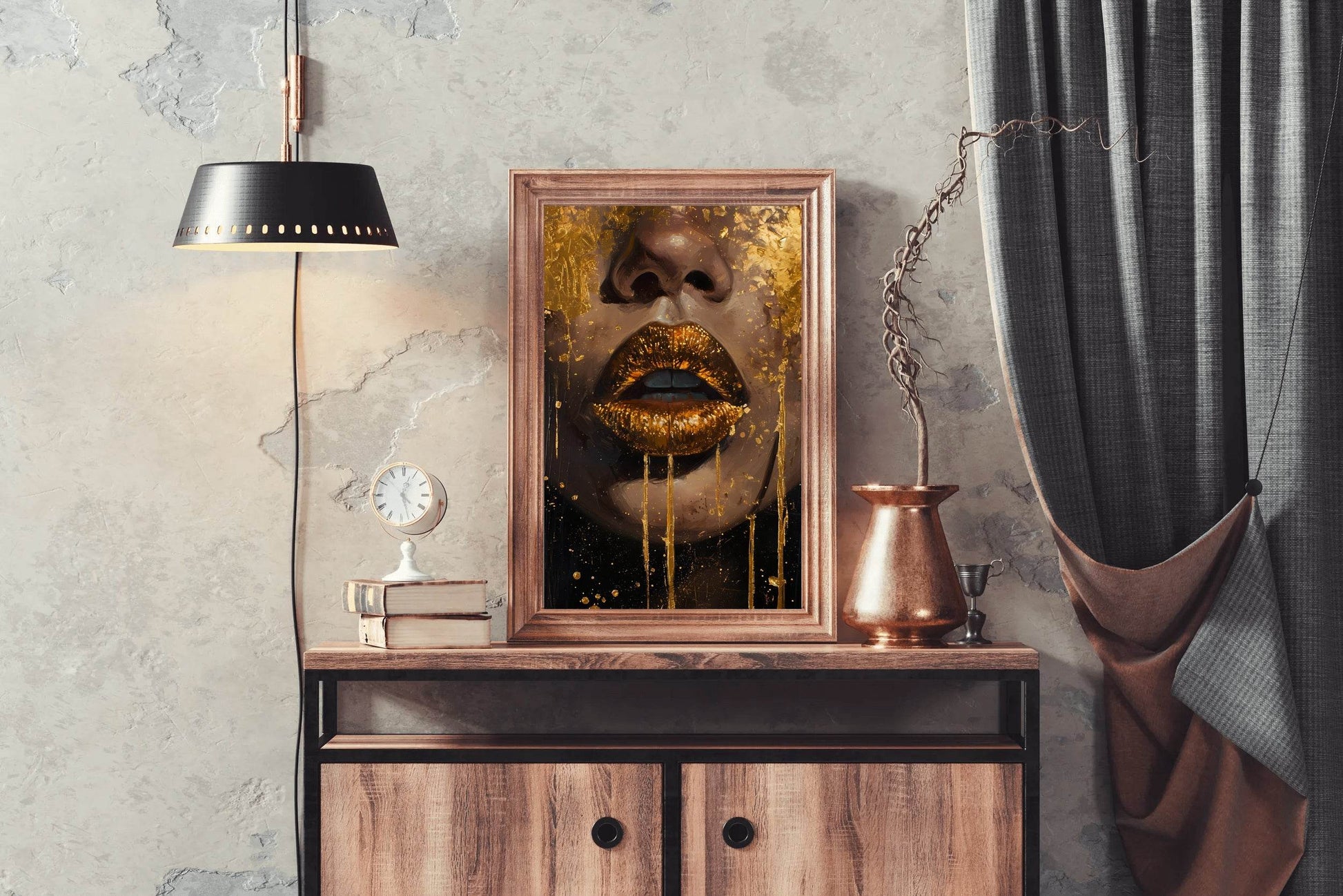 Woman Gold Lips Wall Art - beink online art store