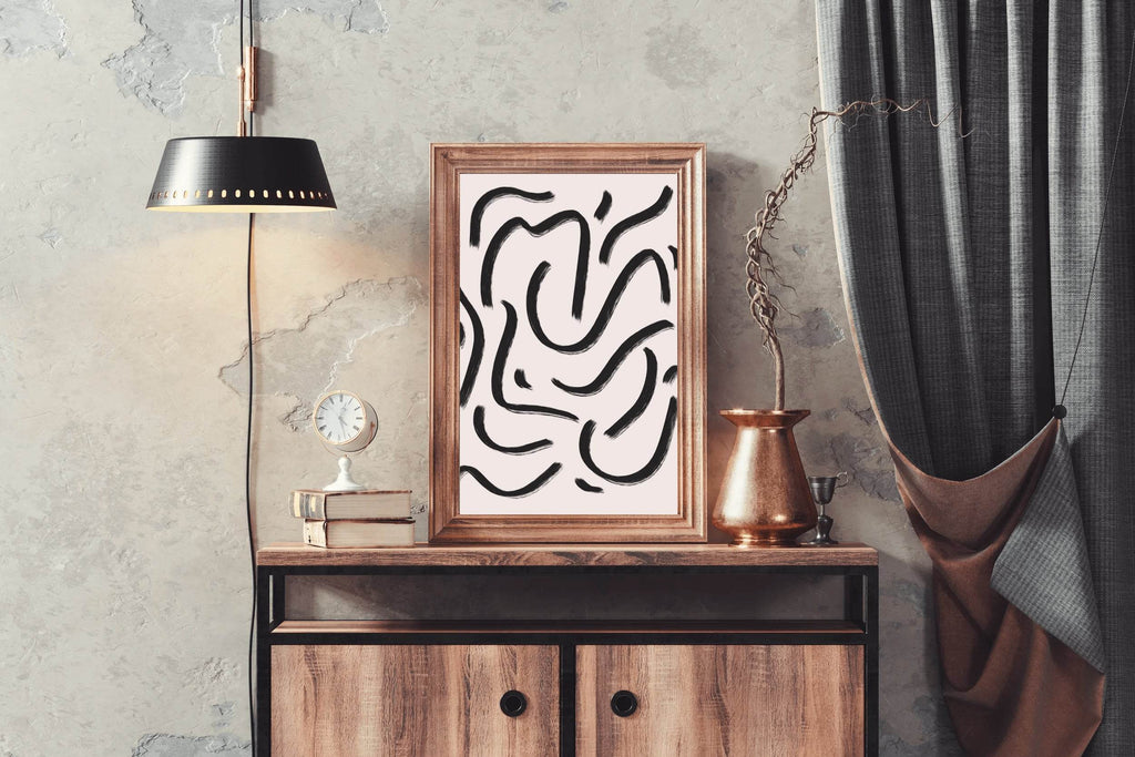 Black Spiral Lines Wall Art - beink online art store