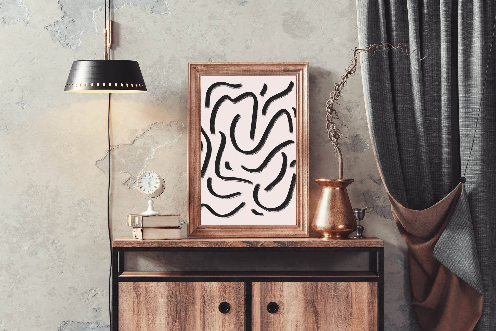 Black Spiral Lines Wall Art - beink online art store