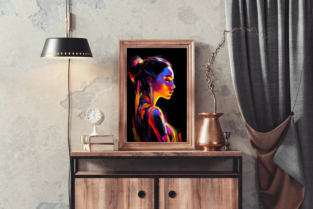 Neon Painting of Women Digital Art - beink online art store