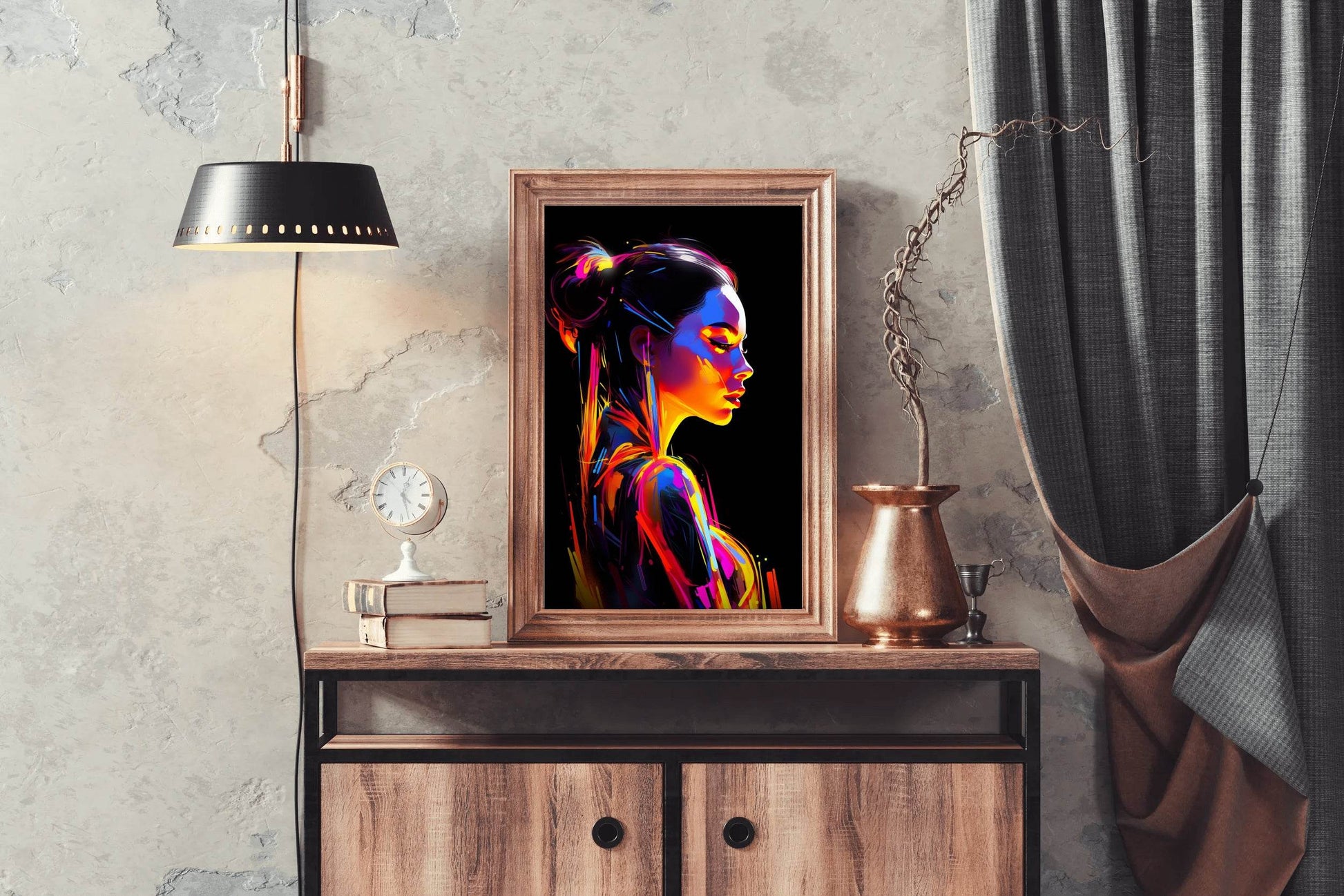 Neon Painting of Women Digital Art - beink online art store