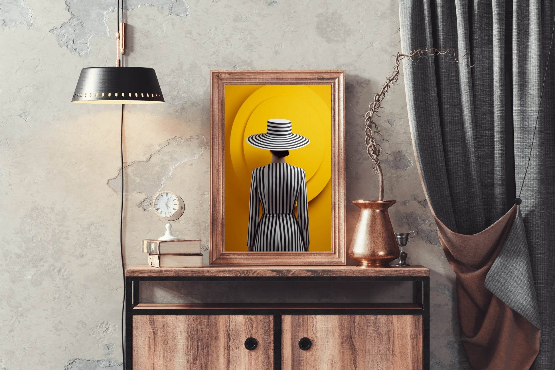 Female Hypnosis Model With Black And White Hat - beink online art store