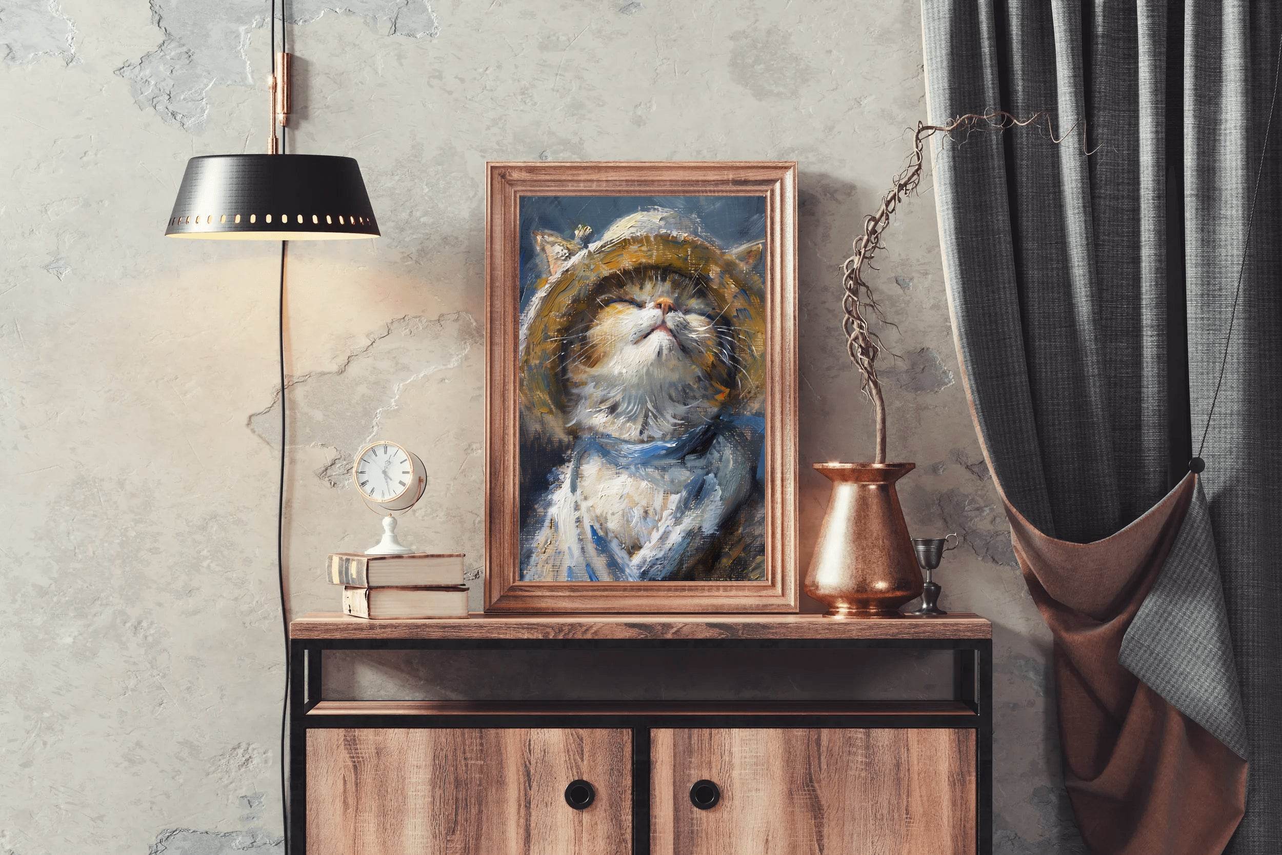 Hand Painted Portrait of Persian Cat Wall Art - beink online art store