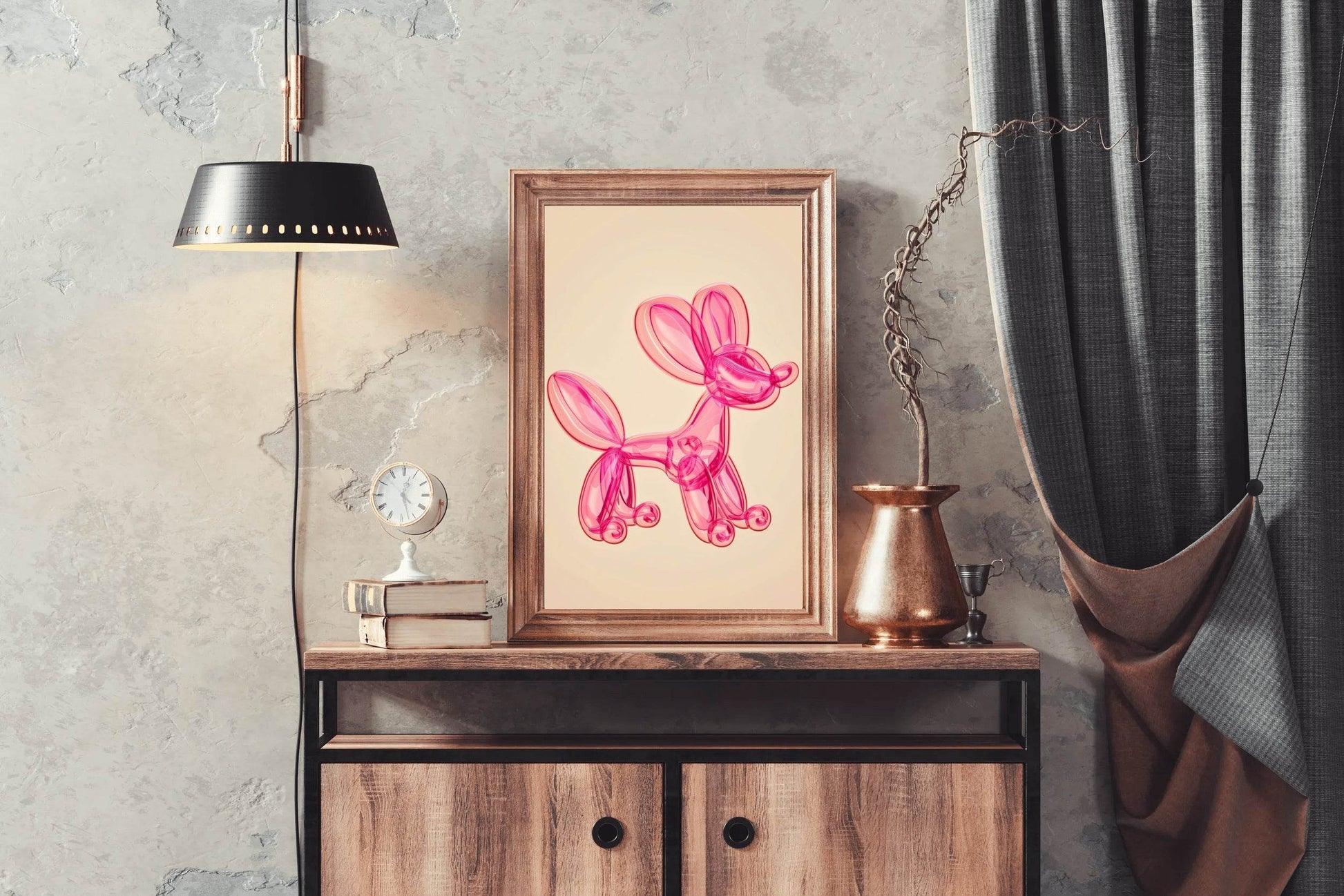 Pink Preppy Balloon Dog Wall Art - beink online art store