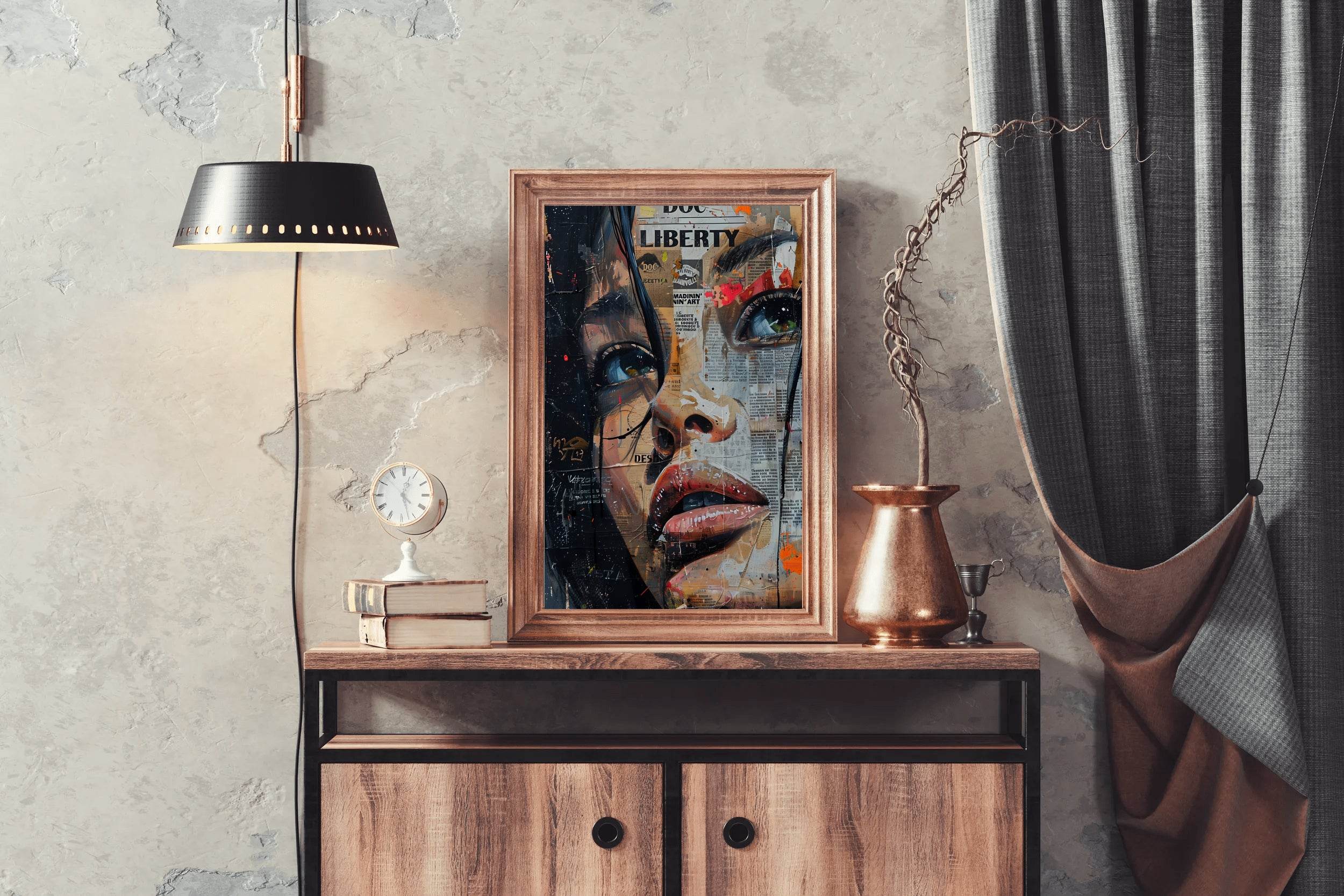 Collage of a Woman in Newspaper Wall Art - beink online art store