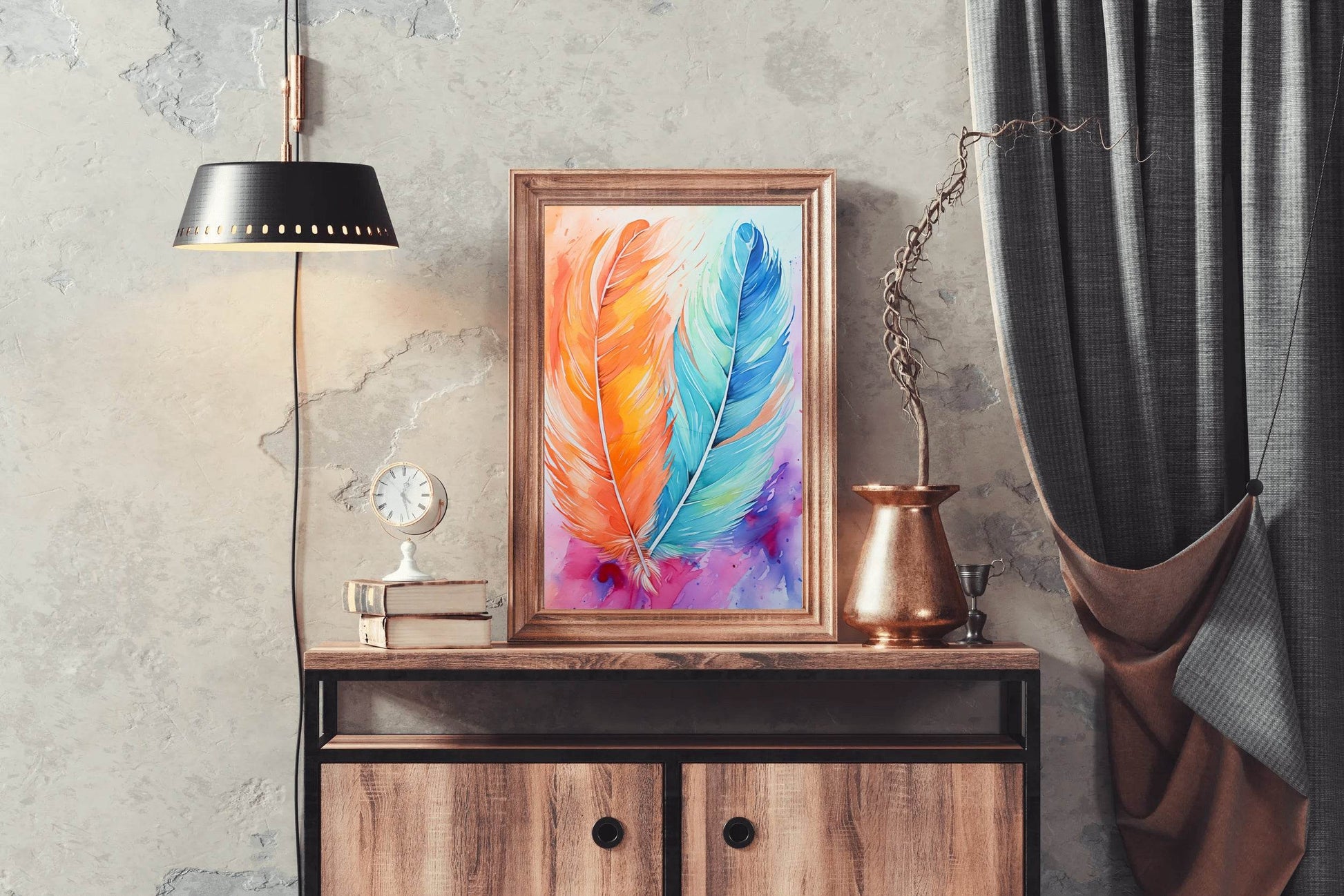 Painting Colored Feathers Wall Art - beink online art store