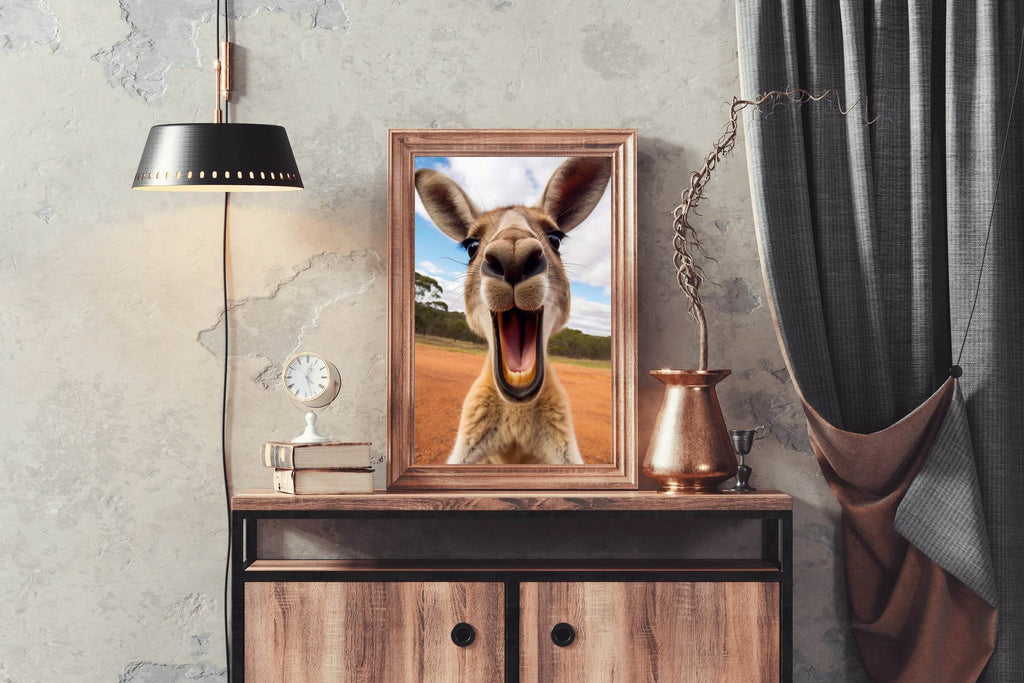 Funny Red Kangaroo Face Wall Art - beink online art store
