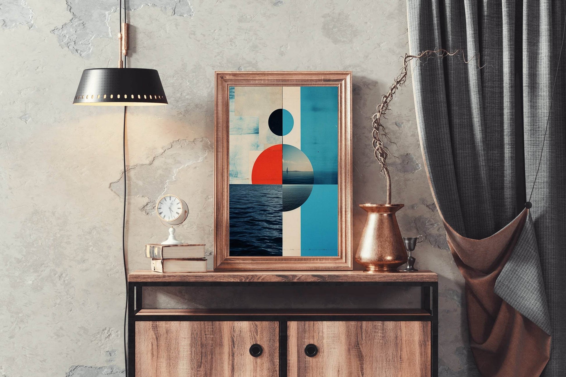 Creative Geometric Shapes With Sea Abstract Wall Art - beink online art store