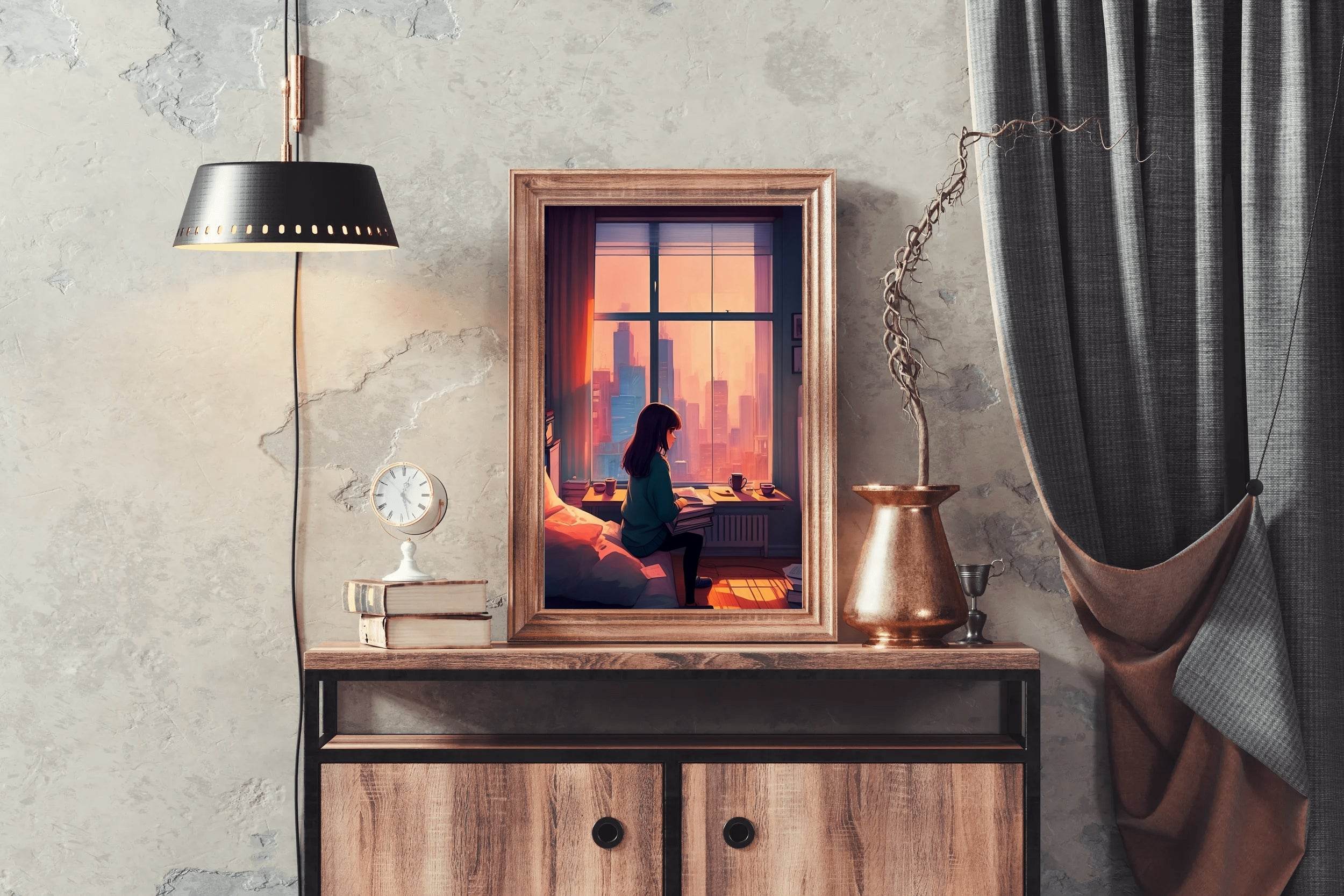 Lofi Girl in Room Anime Wall Art - beink online art store