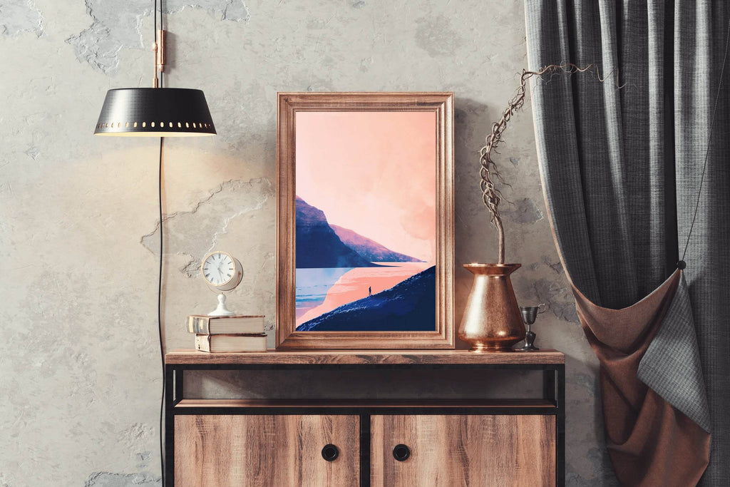 Lonely Wanderer in Pink Sunset Wall Art - beink online art store