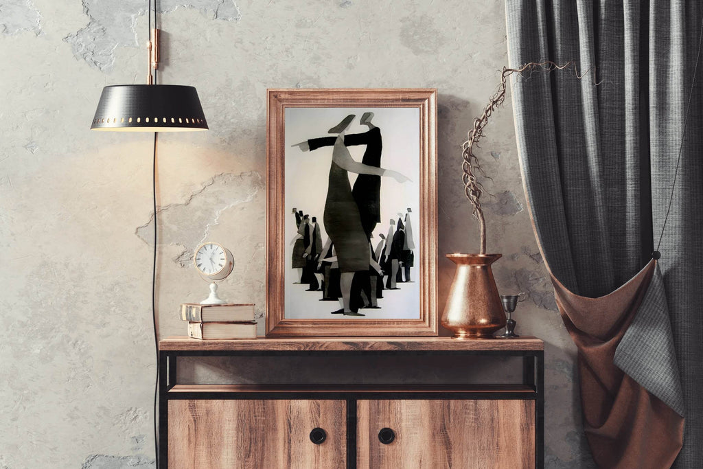 Painting of Black and White Crowd Wall Art - beink online art store