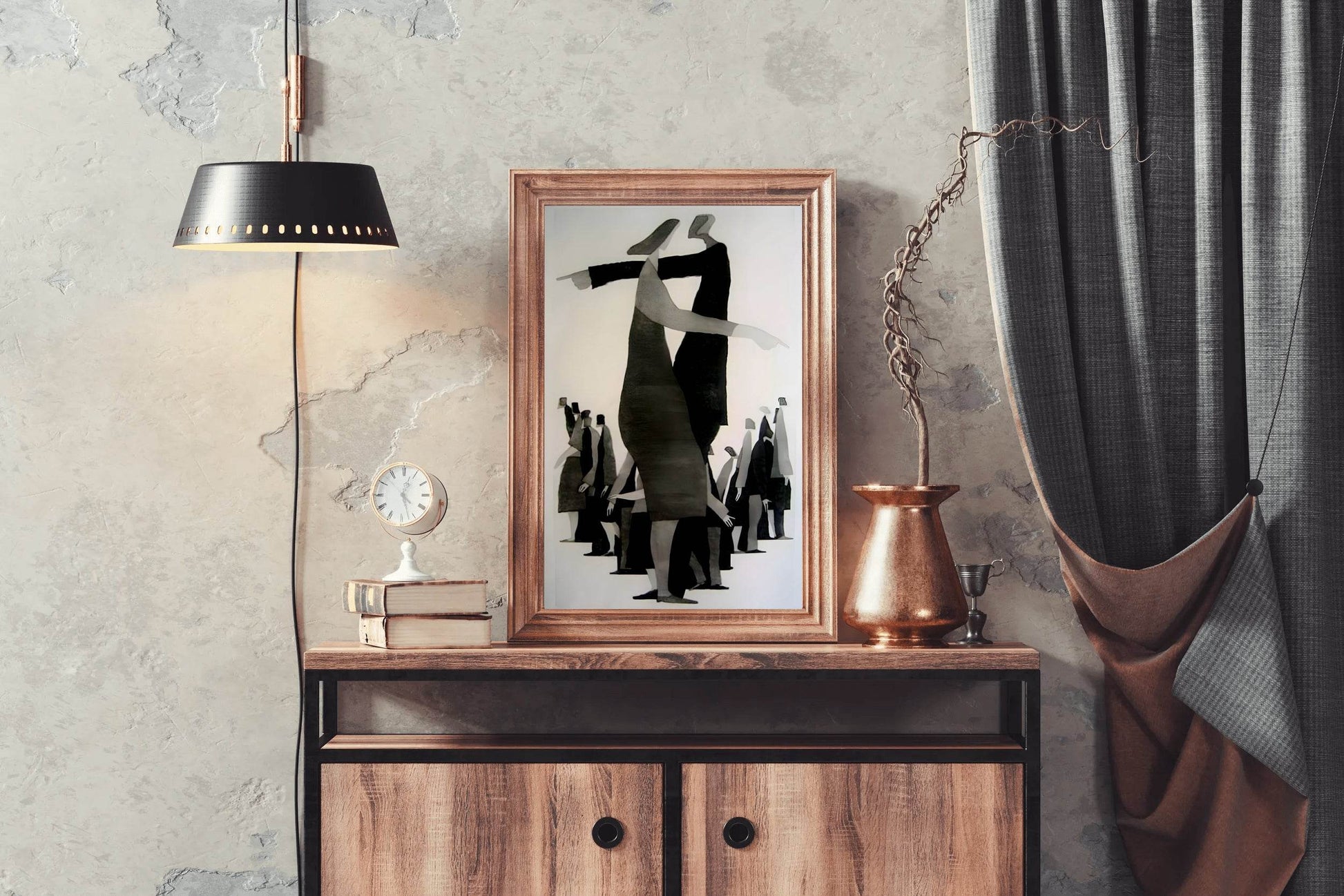 Painting of Black and White Crowd Wall Art - beink online art store