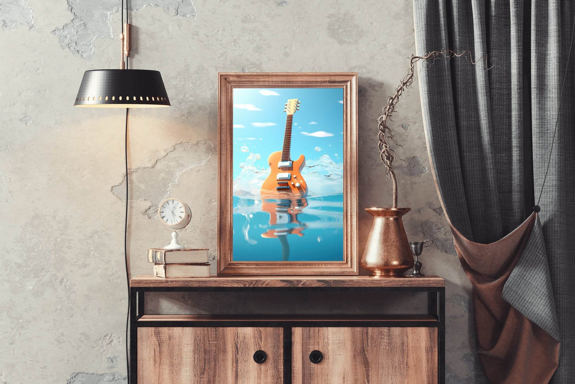 Guitar Drowned In Water Wall Art - beink online art store