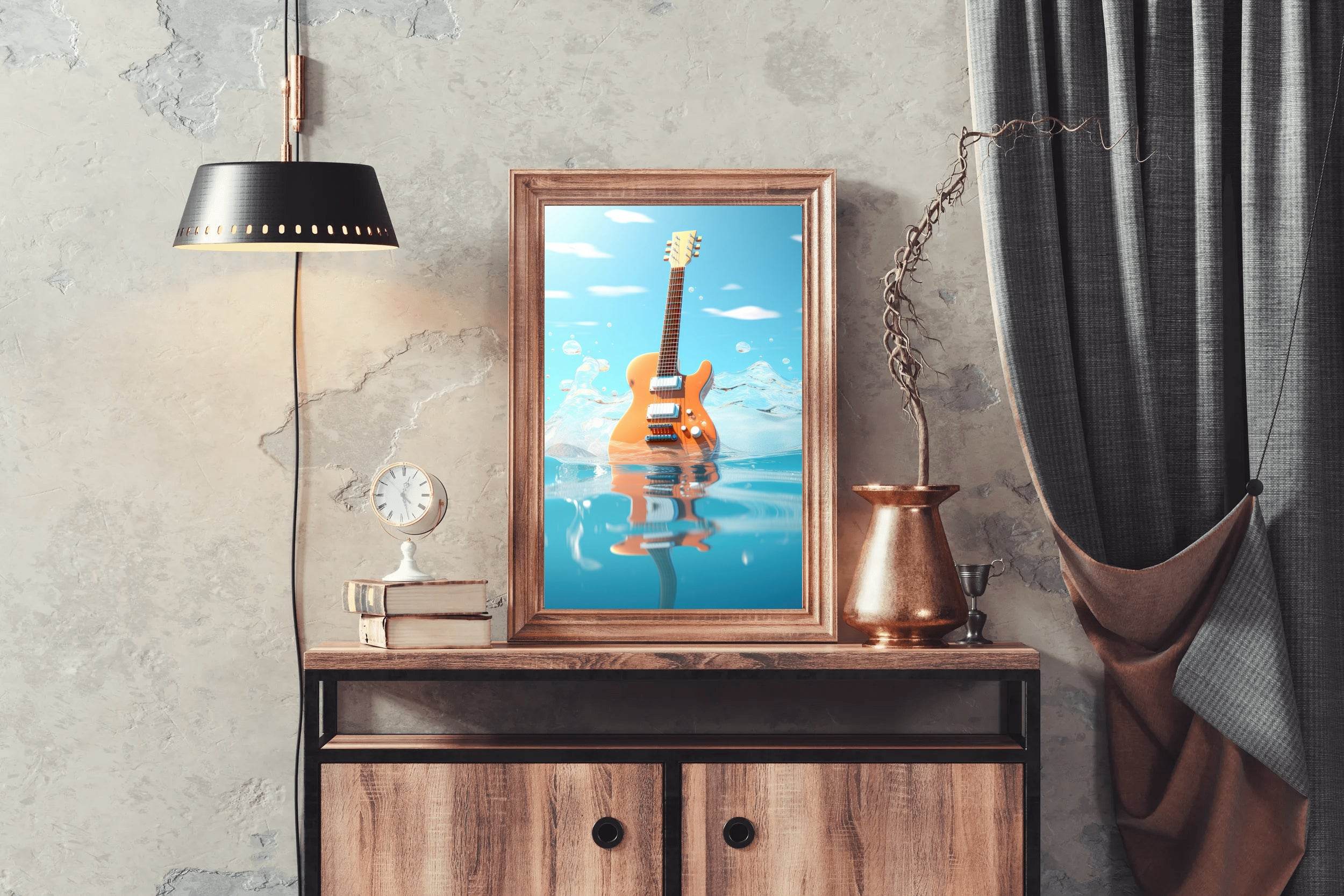 Guitar Drowned In Water Wall Art - beink online art store