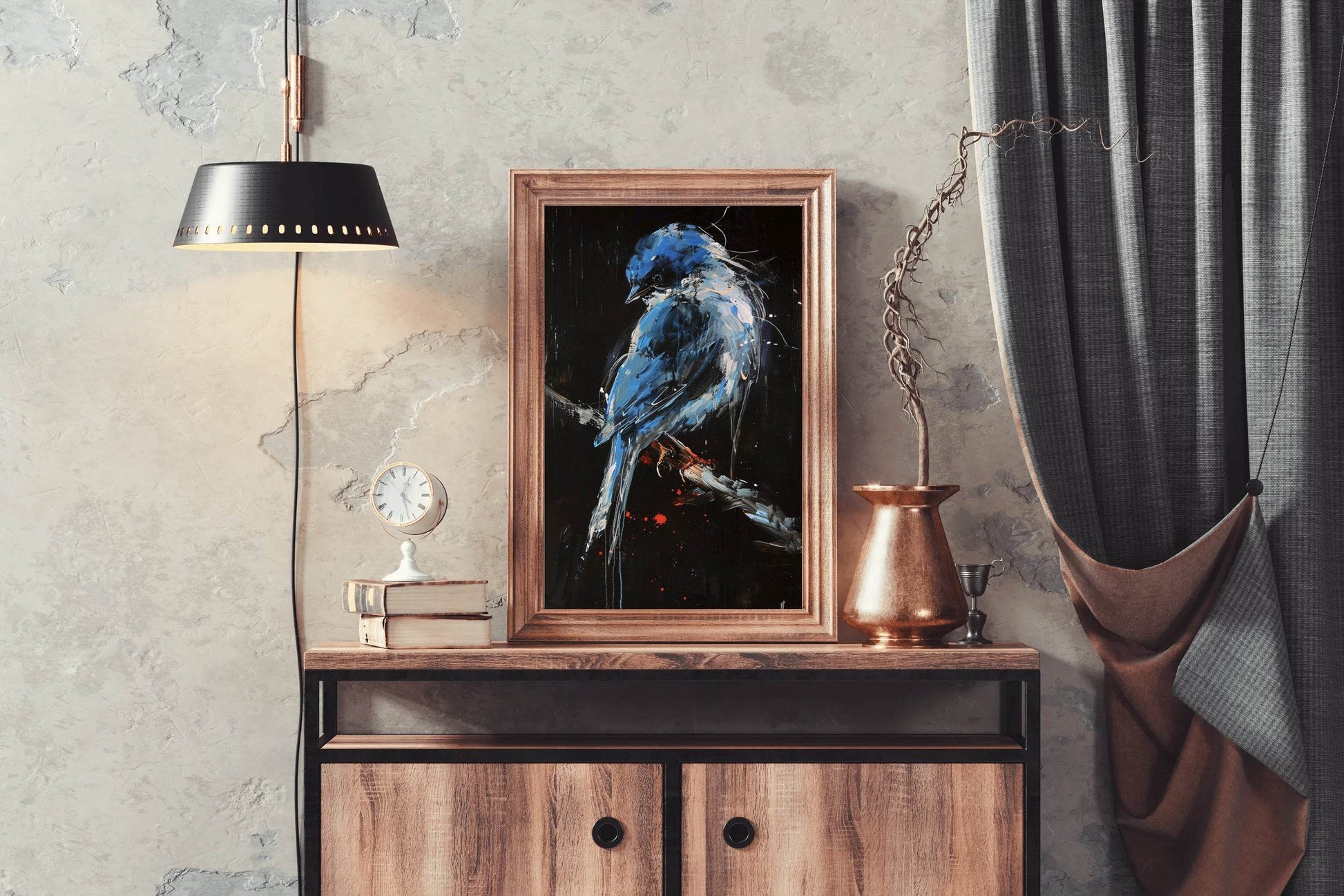 Watercolor Painting of Blue Bird - beink online art store
