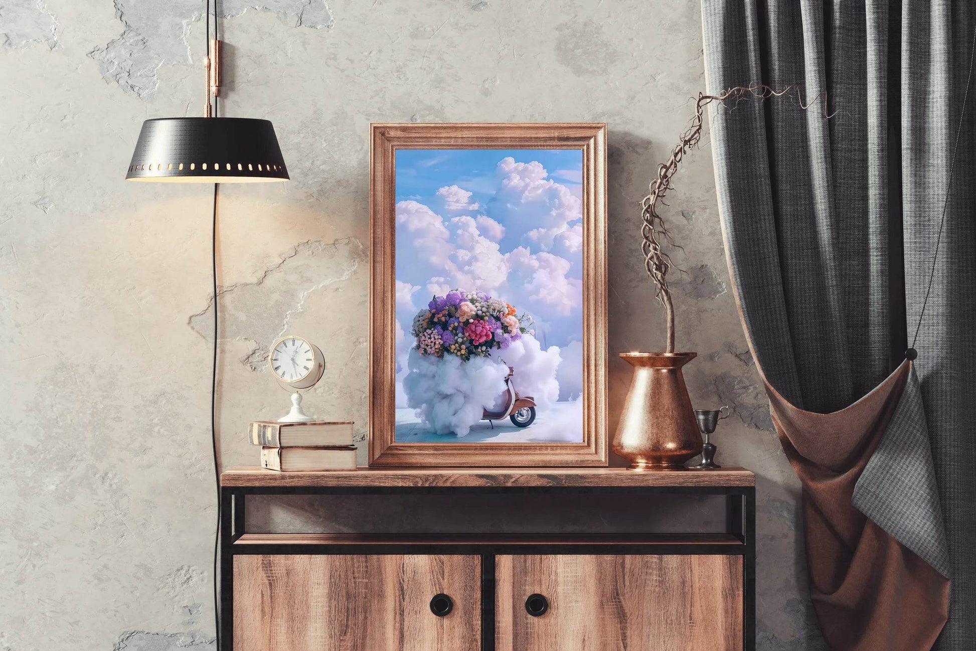 Floral Vespa in Clouds Wall Art - beink online art store