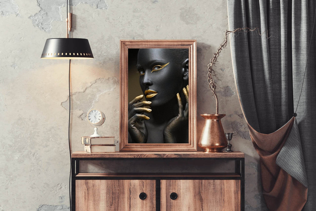 Face of Black Girl With Golden Makeup Wall Art - beink online art store