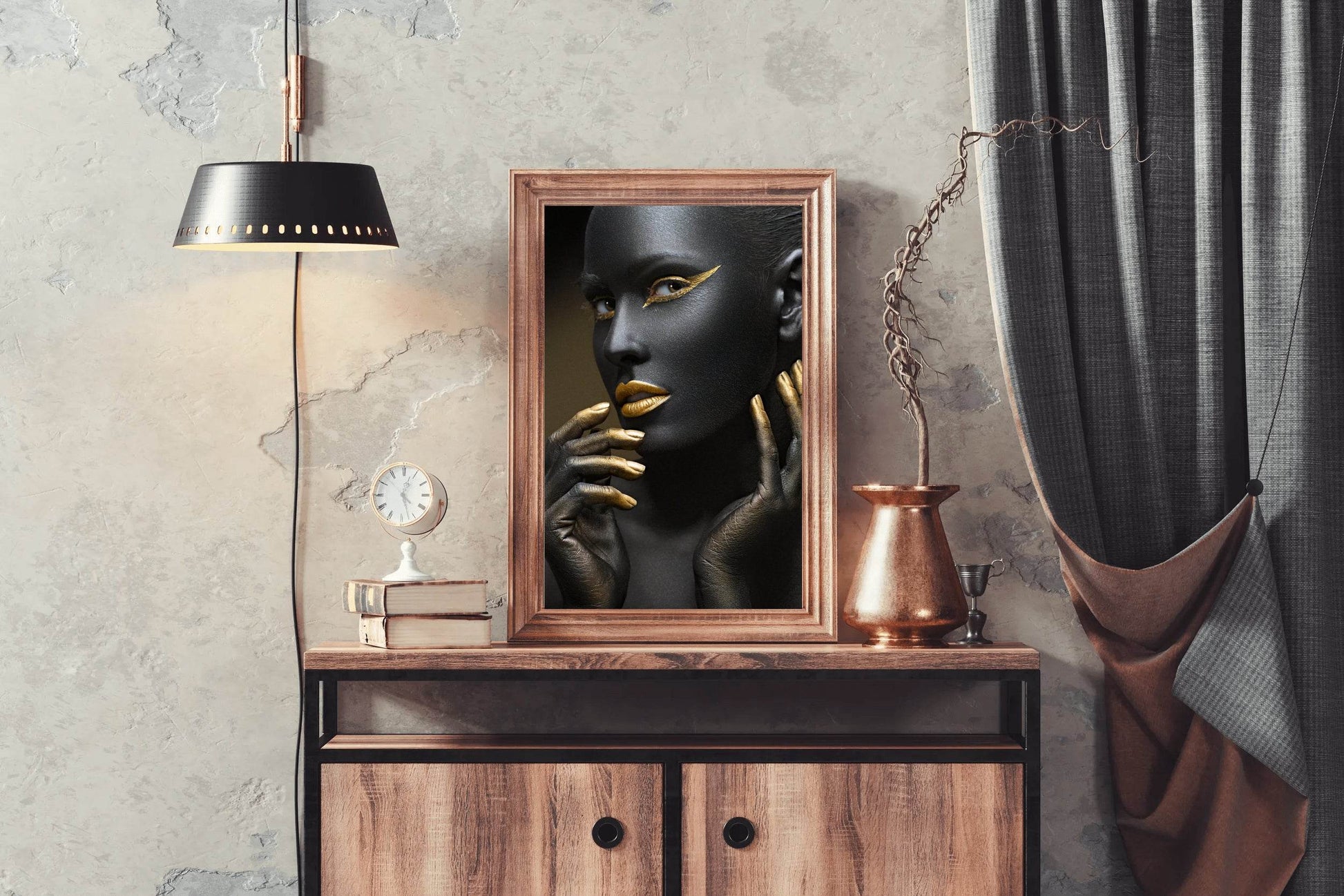 Face of Black Girl With Golden Makeup Wall Art - beink online art store