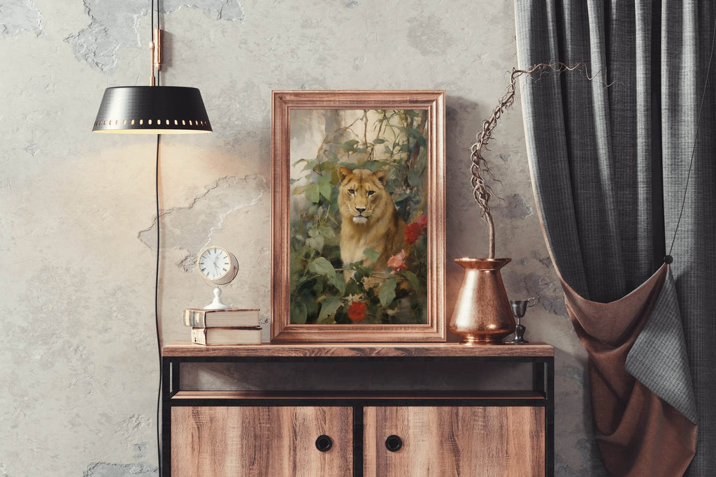 Painting of Lioness Animal Wall Art - beink online art store