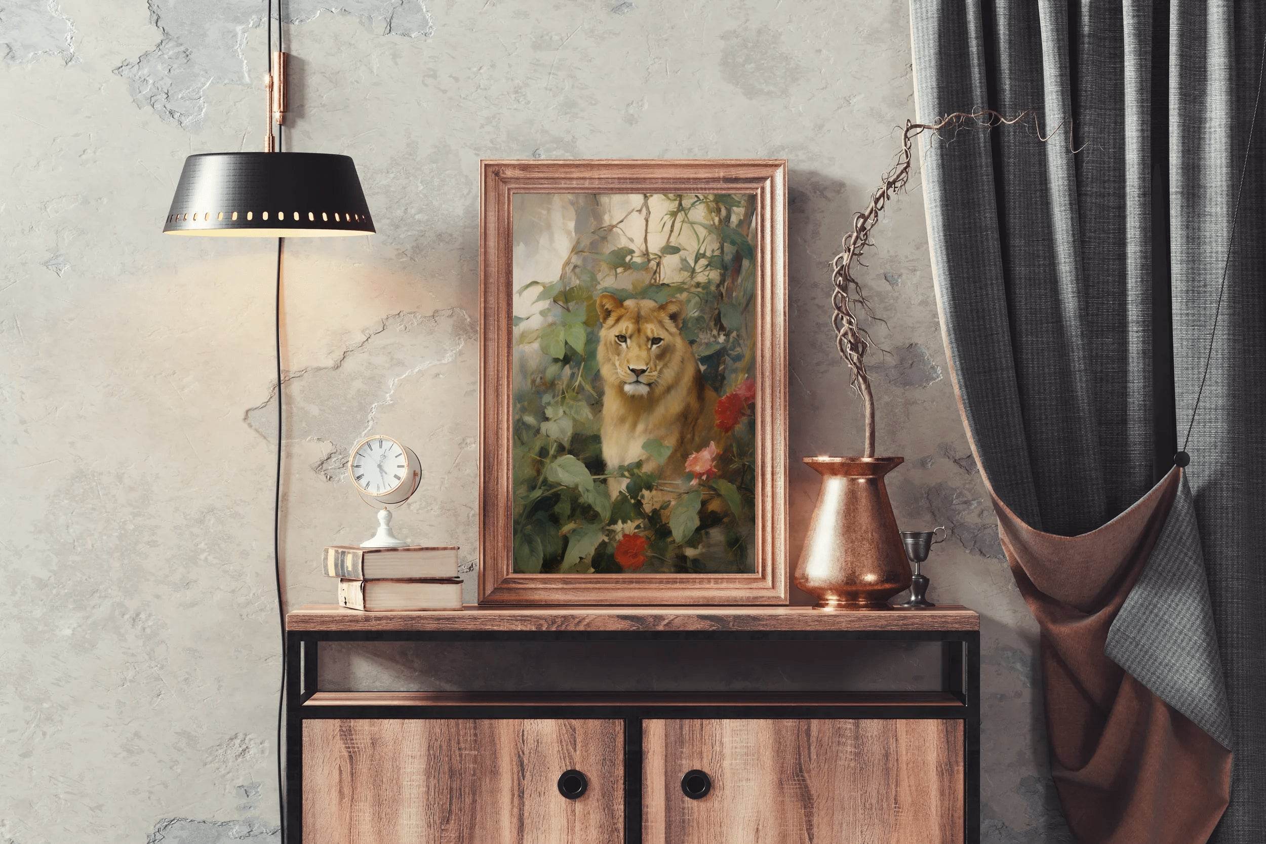 Painting of Lioness Animal Wall Art - beink online art store
