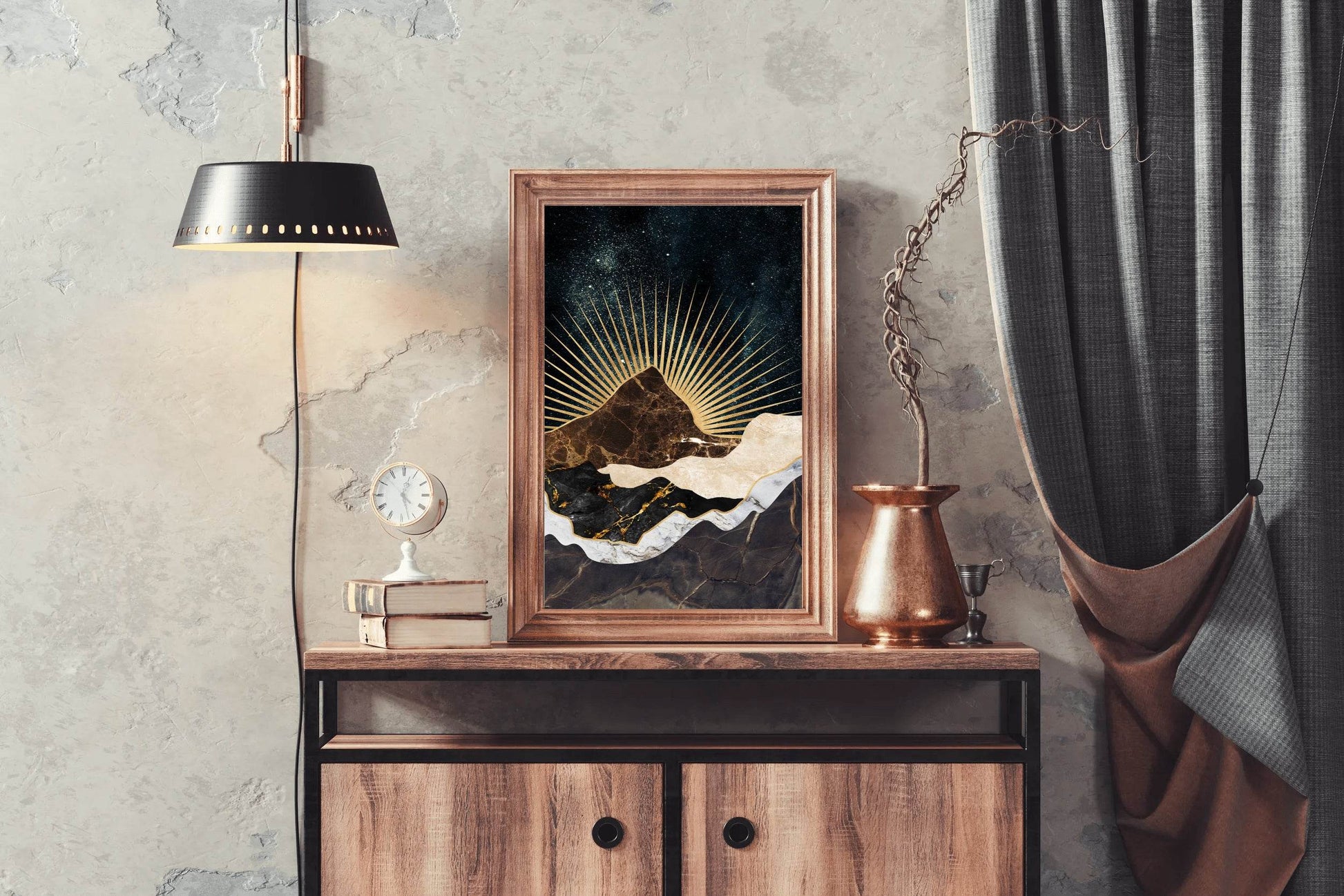 Copper and Gold Mountain Modern Wall Art - beink online art store