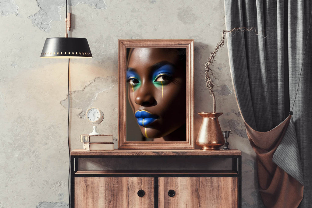 African Women Makeup With Blue Color Wall Art - beink online art store