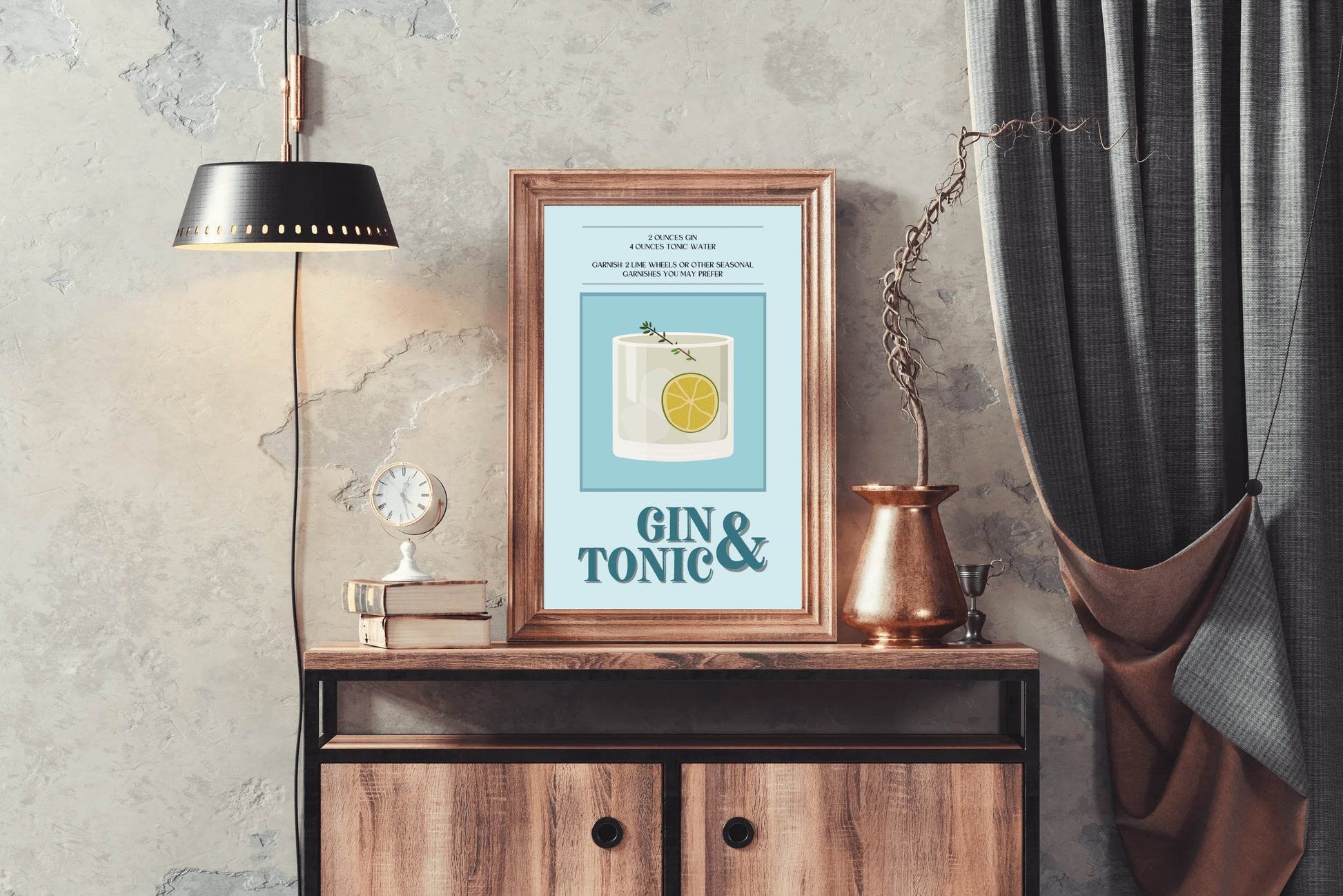Lemon Gin And Tonic Cocktail Wall Art - beink online art store