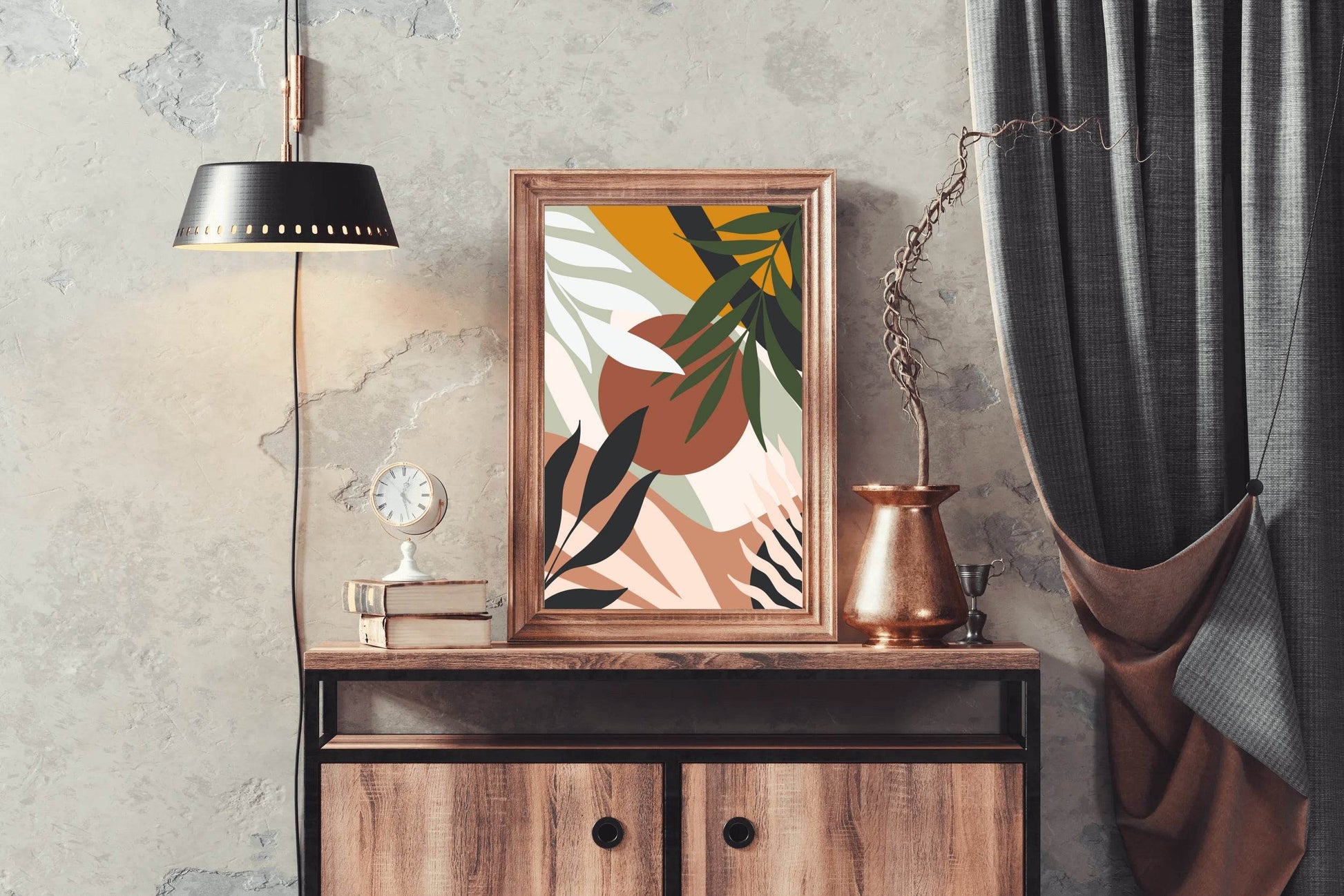 Abstract Design with Tropical Leaves shapes ArtWork - beink online art store