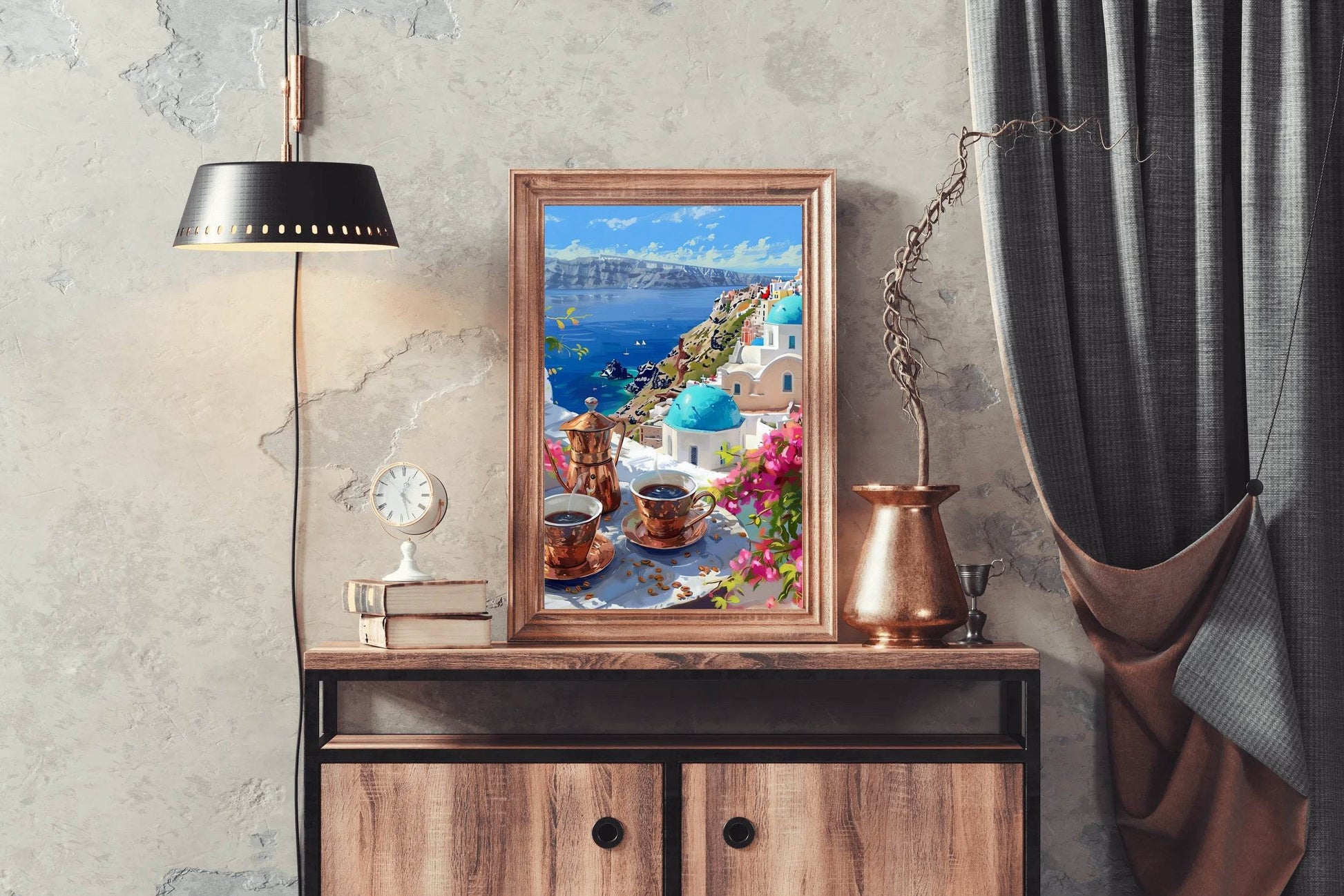 Greek Coffee in Santorini Wall Art - beink online art store