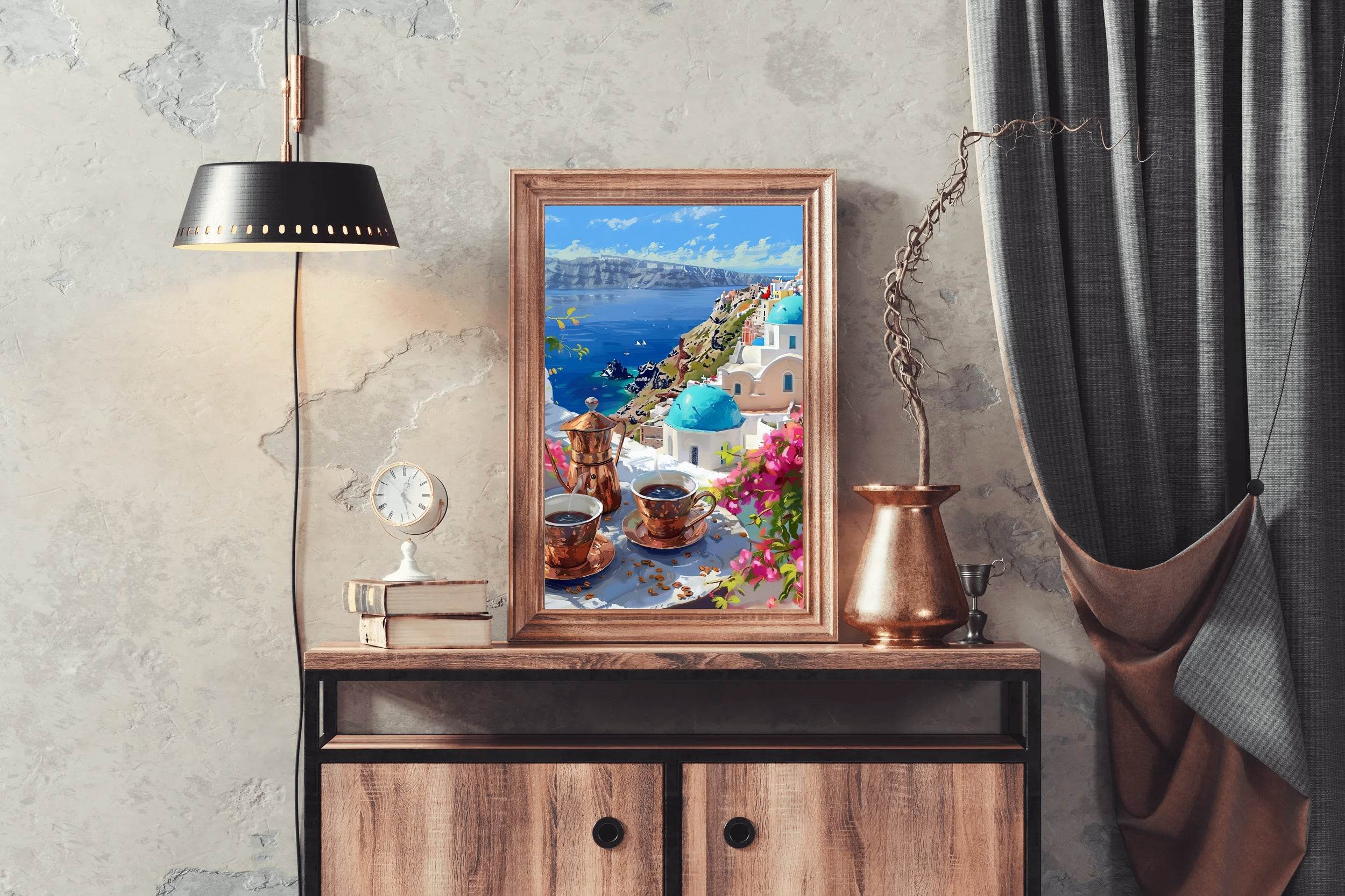 Greek Coffee in Santorini Wall Art - beink online art store