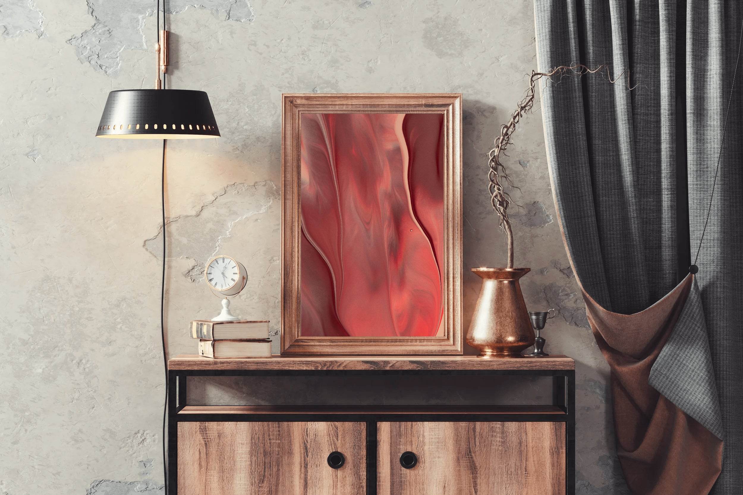 Red Oil Paint Background Abstract Wall Art - beink online art store