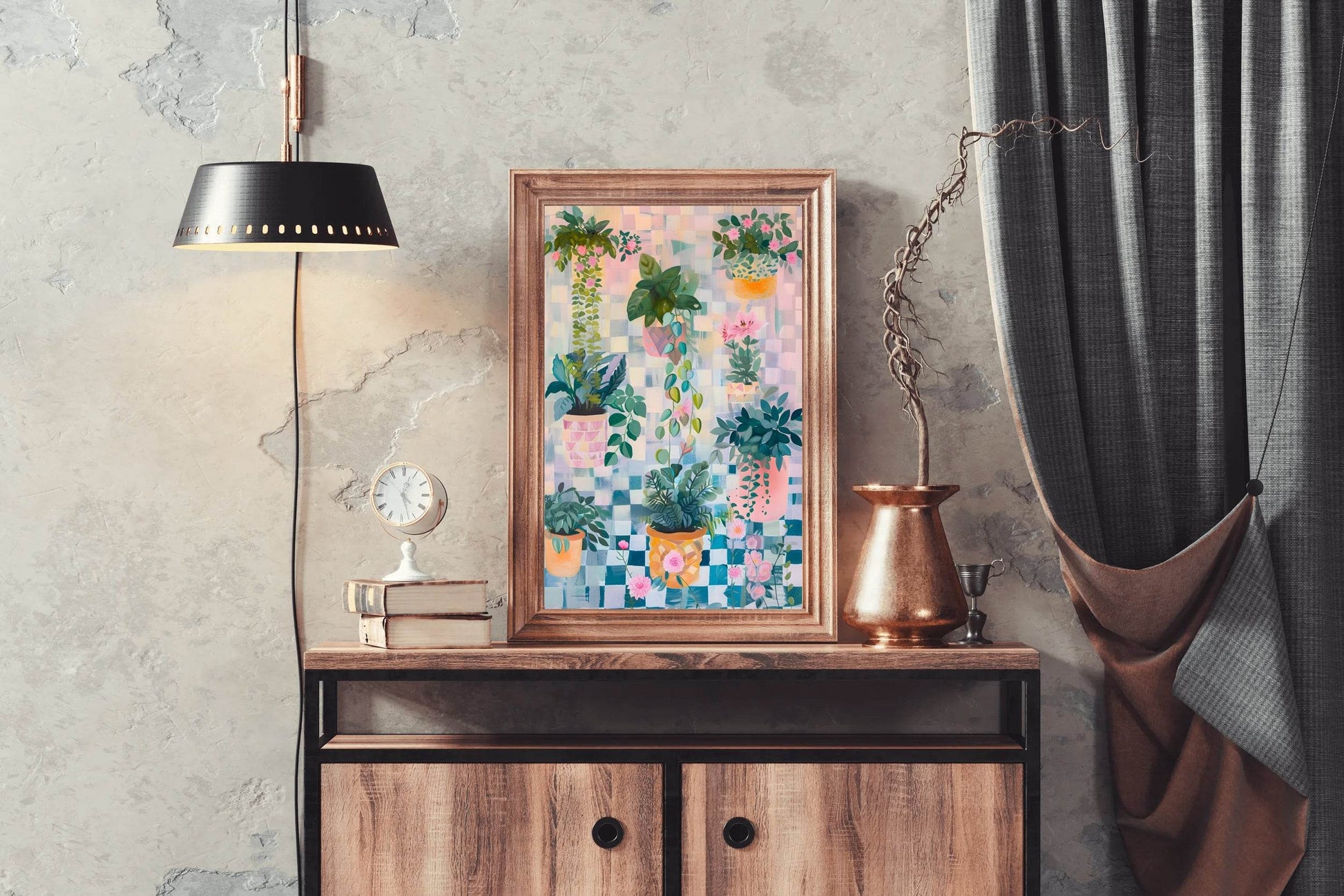 Colorful Potted Plants Digital Painting Art - beink online art store
