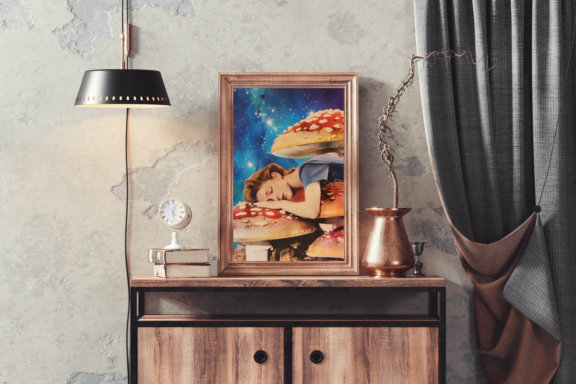 Girl Sleeping On A Mushroom Wall Art - beink online art store