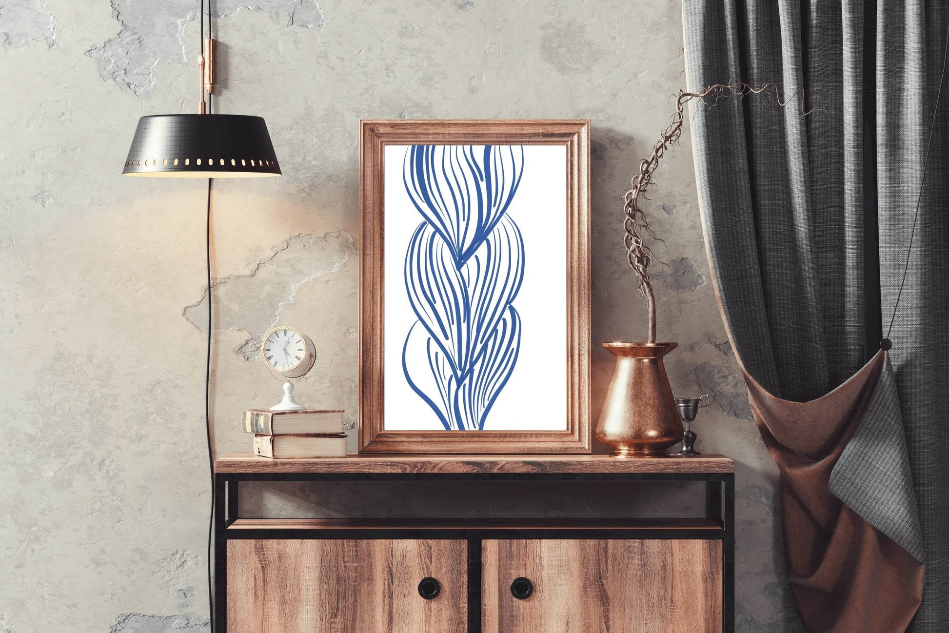Blue Lines of Women's Hairstyles Wall Art - beink online art store
